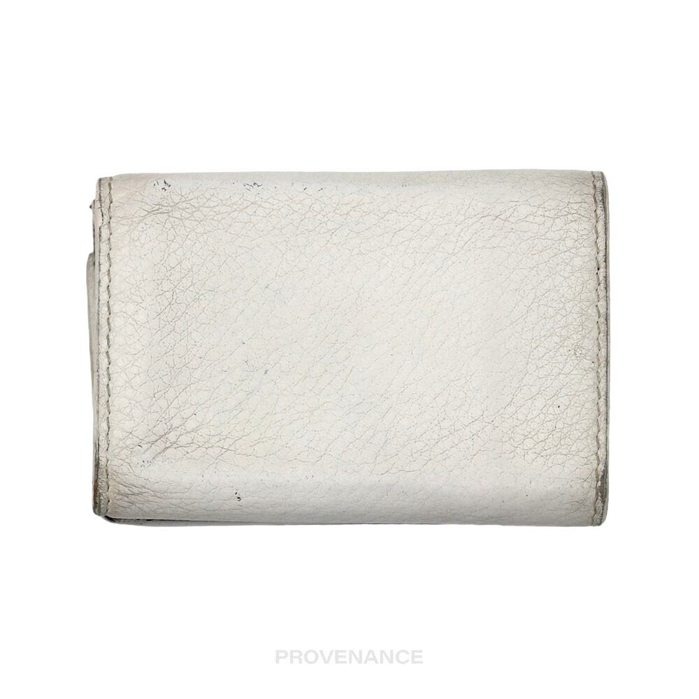 🔴 Balenciaga Logo Trifold Wallet - White Leather - Picture 2 of 9
